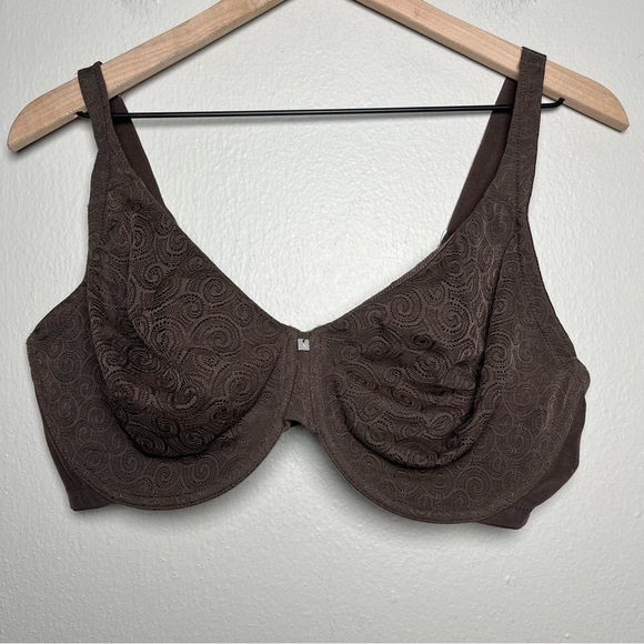 Natori Women‎ Lace Bra 40 DDD Chocolate Brown Pialsey Mesh Minimizer - Picture 1 of 8
